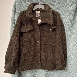 Olive Teddy Shacket